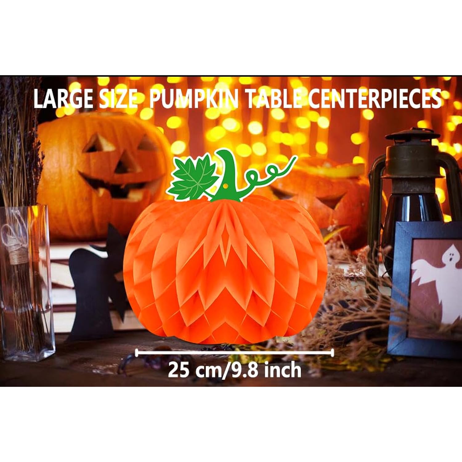 Fall Honeycomb Pumpkin Centerpiece For Table,Ds 10 Inch Thanksgiving Honeycomb Tissue Ball Paper Hanging Pumpkin Decorations For Thanksgiving Friendsgiving Halloween, Little Pumpkin Baby Shower Decor