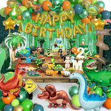 Dinosaur Birthday Party Decorations Supplies, 125Pcs Dinosaur Green Orange Blue Balloons Garland Arch Kit Happy Birthday Dino Foil Balloon Curtain For Kids Boys Dino Jungle Safari Baby Shower Party