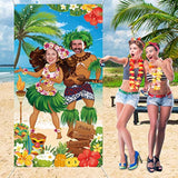 Hawaiian Luau Party Decorations, Luau Couple Photo Door Banner, Tiki Luau Photo Props For Beach Party Tiki Banner Background Photography For Tropical Themed Decoration