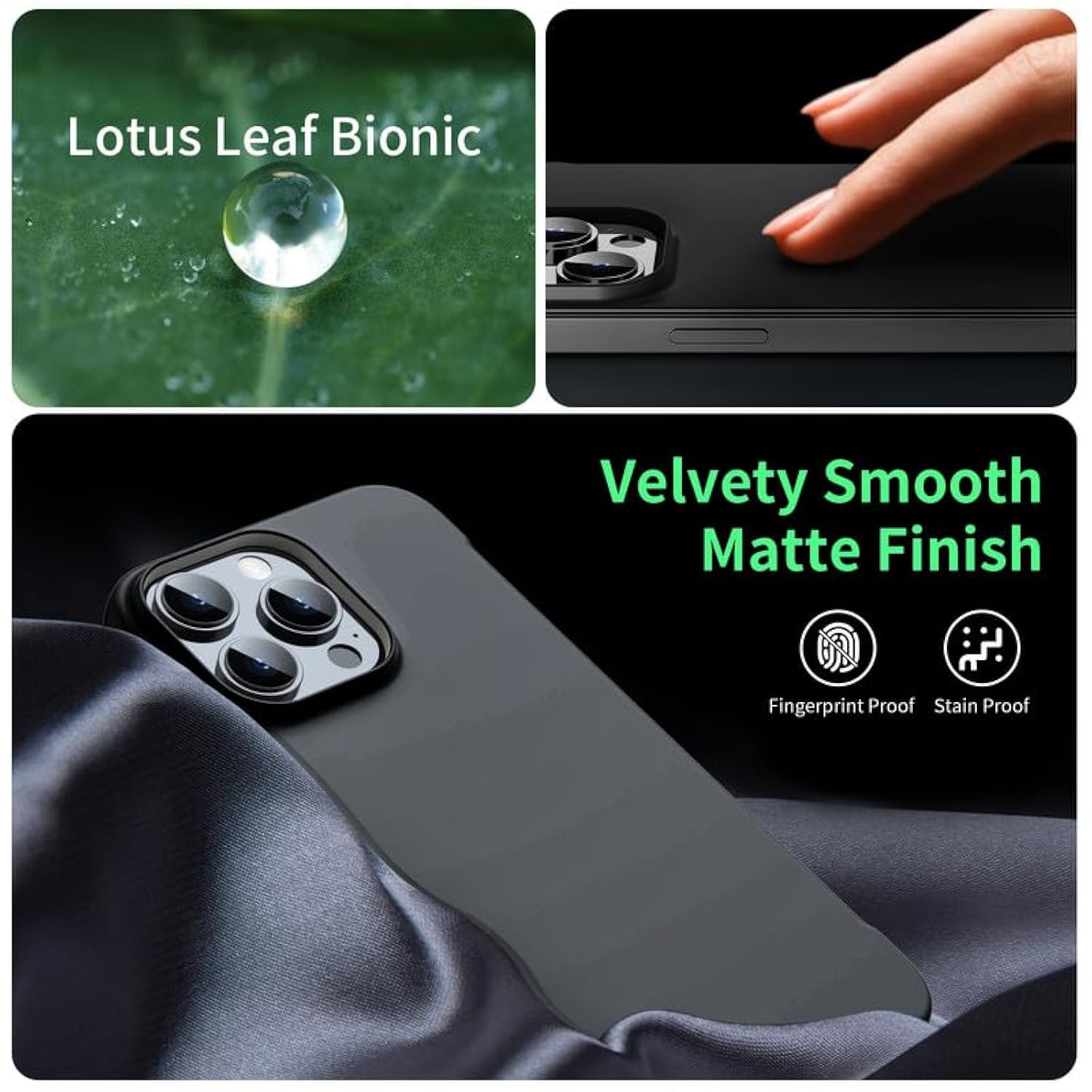 Slim Borderless For Iphone 15 Pro Max Phone Case 6.7"(2023) Ultra-Thin Lightweight Frameless Matte Hard Pc Cover Case With Pull Ring Shockproof Non Slip Rope,Suppor Wireless Charging-Black