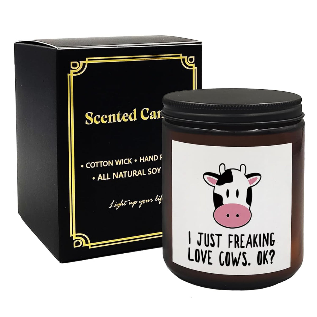 Cow Candle, Cow Gifts For Women Girls Cow Lovers, Cute Cow Gifts,I Just Freaking Love Cows Ok Scented Candles