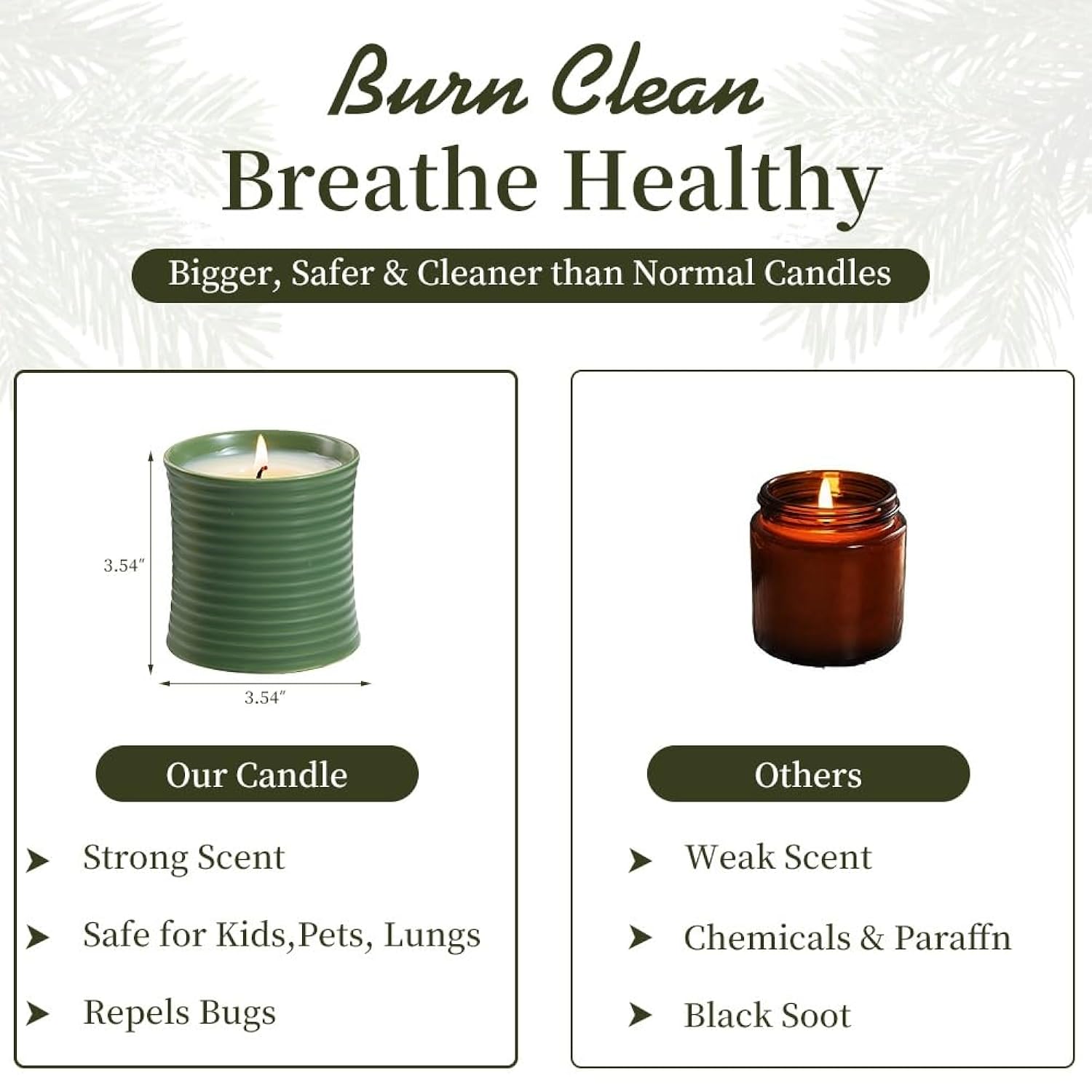 Natural Soy Wax Scented Candle, Sandalwood Fragrance, Green Ceramic Container, Handmade Luxury Home Decor With Cotton Wick, Reusable Jar