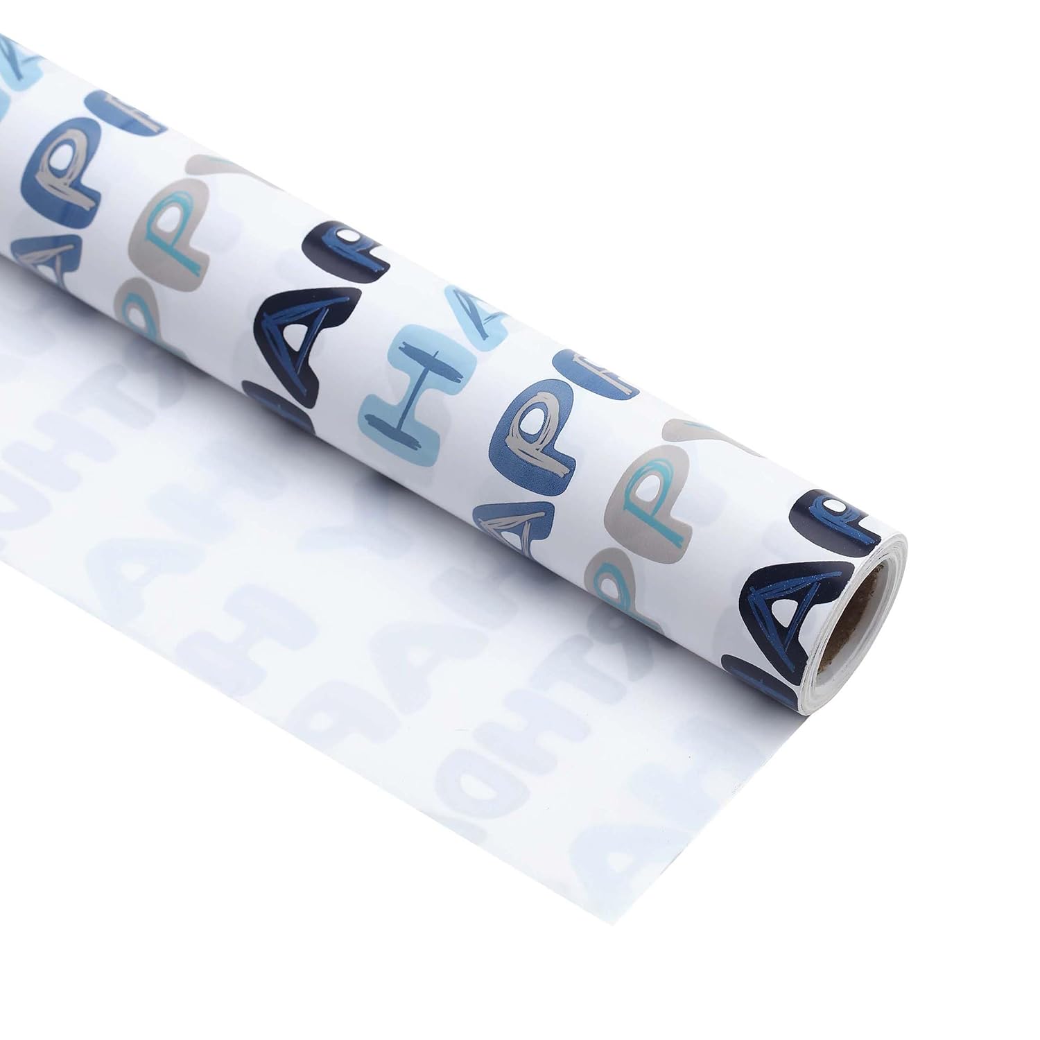 Birthday Wrapping Paper Roll, Mini Roll-17 Inches * 32.8 Feet, Wrap Paper For Men Boys, Kid'S Birthday Party, Baby Boy, Baby Shower, Newborn, New Moms Or Parents, Words Design, 1 Roll