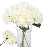 6Pcs White Hydrangea Artificial Flowers - Faux Hydrangea Flowers, Fake Silk Flowers For Table Centerpiece, Silk Hydrangea Flowers With Stems For Home Wedding Party Decor