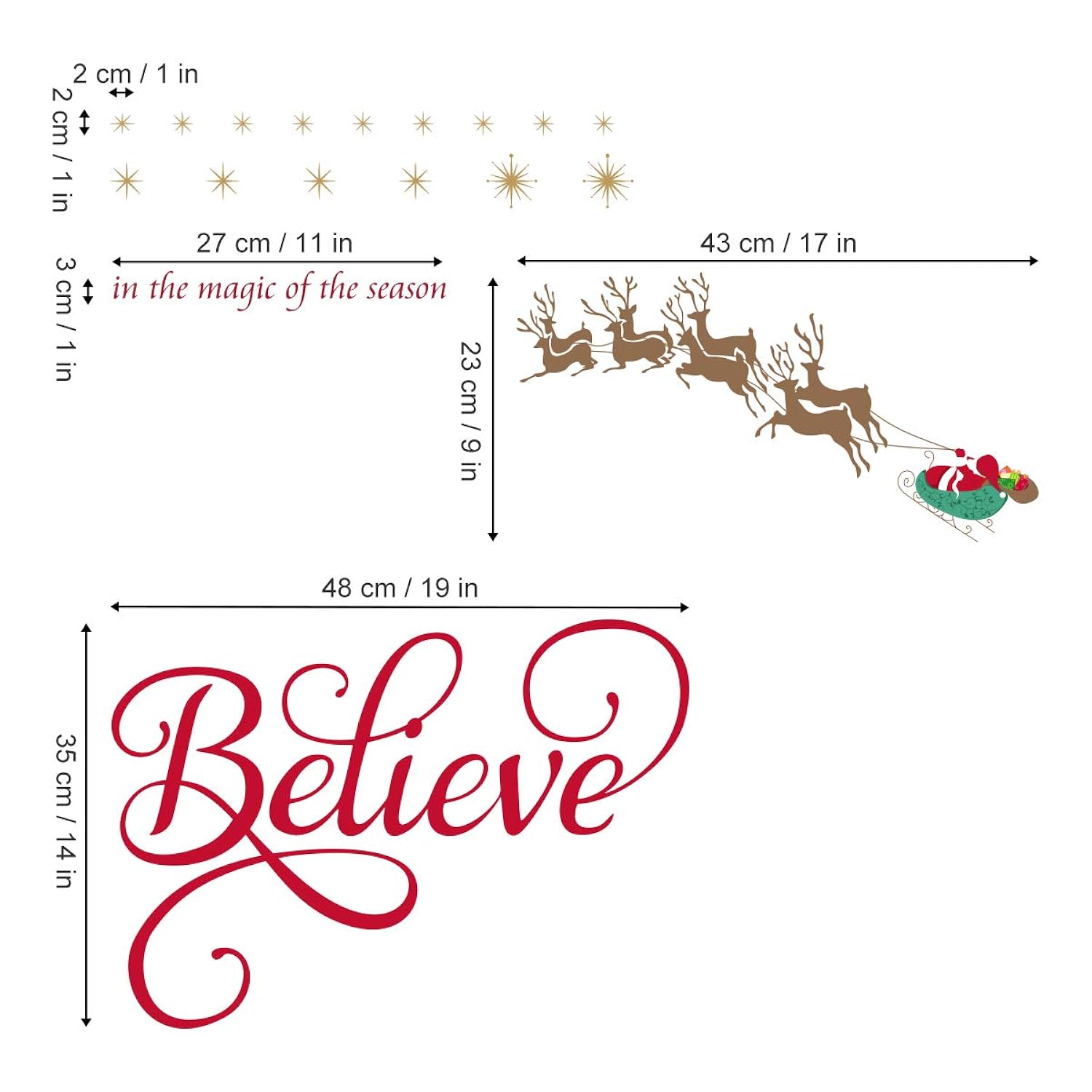 Believe Quote Wall Stickers Santa Claus Reindeer Snowfalkes Window Clings Decal For Showcase Home Decor Merry Christmas Decoration