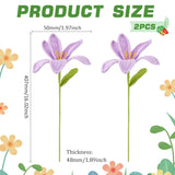2 Pcs Handmade Crochet Artificial Lily Flowers – Lilac Knitted Cotton Flowers Bouquet With Iron Wire Stems For Home, Wedding & Party Decorations