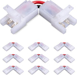 2 Pin 8mm L Shape LED Strip Light Connectors 90 Degree Solderless Corner Clips for 12V 24V Tape Lights 10 Pack