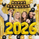 74pc New Year’s Eve 2026 Party Supplies Disco Ball Balloons Banner Fringe Curtain