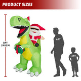 8Ft Christmas Inflatables Santa Claus Riding Dinosaur Decorations Outdoor,Christmas Blow Up Santa Claus Yard Decorations