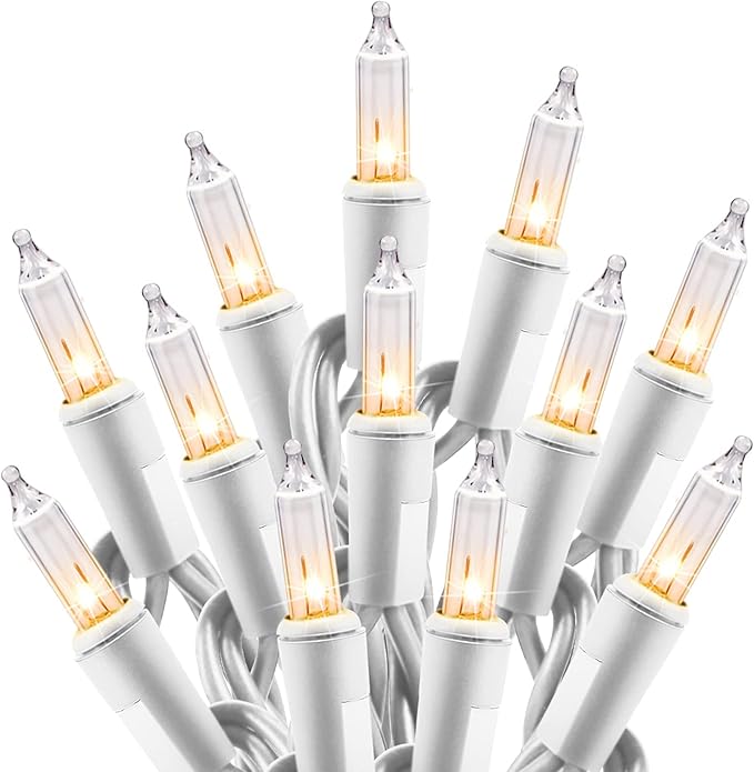 100 Count Clear Christmas String Lights 20FT White Wire Mini Incandescent Lights for Indoor Christmas Tree Garland Wedding Party Festival Home Decor