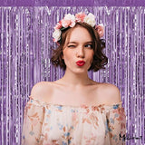 4 Pack Light Purple Fringe Curtain Backdrop, 3.2Ft X 8.2Ft Metallic Tinsel Foil Fringe Streamers Background For Photo Booth Birthday Wedding Baby Shower Carnival Easter Mother’S Day Party Decorations