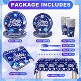176-Piece Navy Blue Party Tableware Set with Plates, Cups, Napkins & More