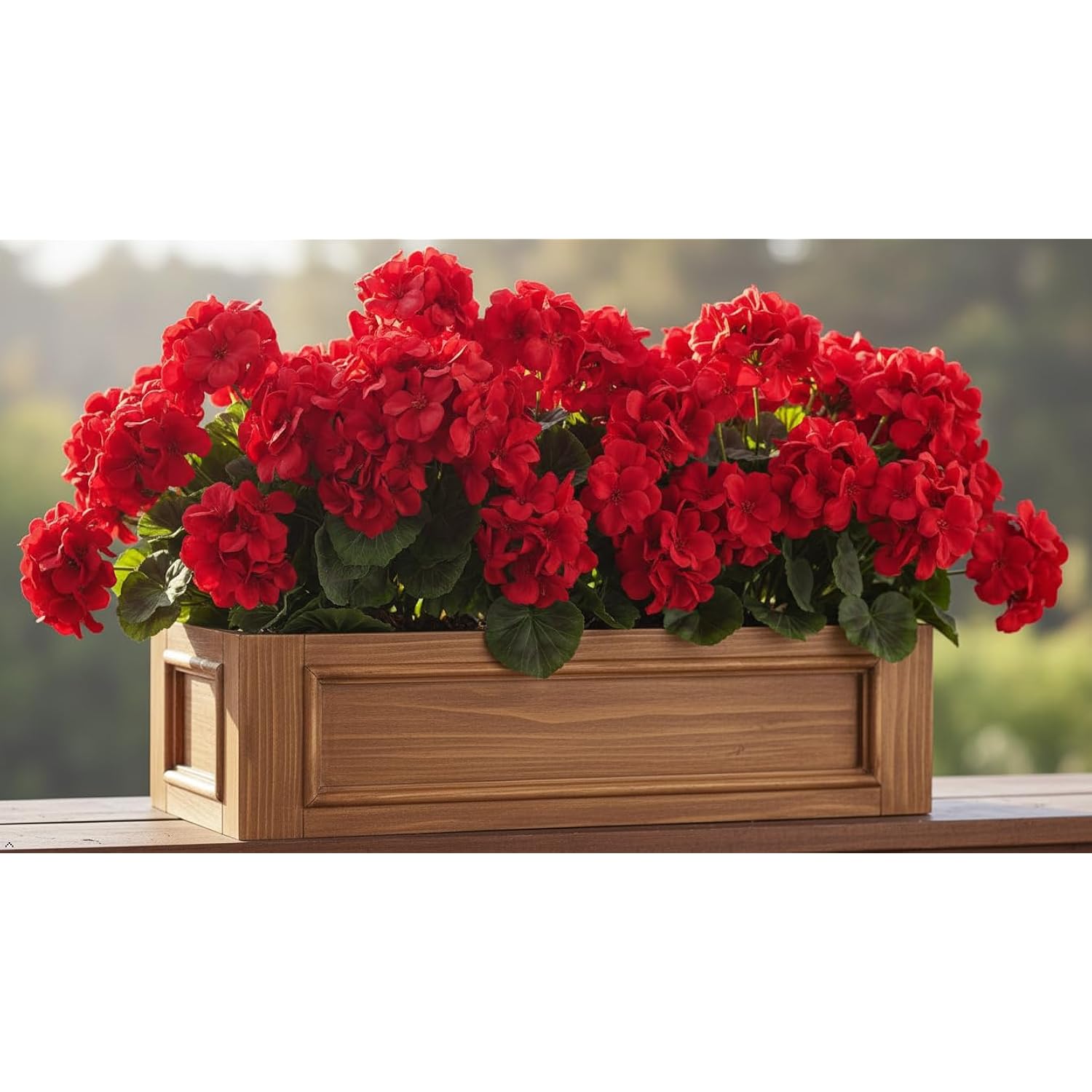 4 Bundles 15'' Artificial Geraniums Silk Flowers For Outdoors Uv Resistant Home Decor Garden Look Real (4, Red)