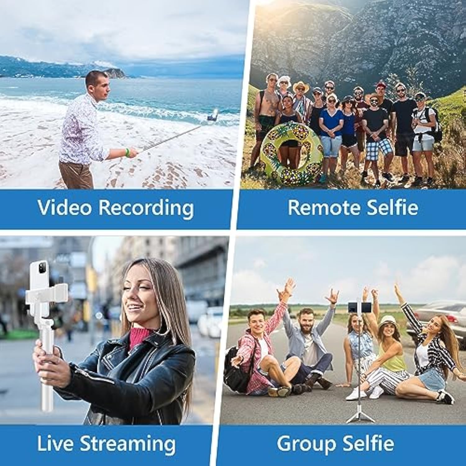 40in Selfie Stick Tripod with Wireless Remote and Light, Portable for Phones