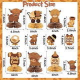 12Pcs Highland Cow Honeycomb Centerpieces Brown Highland Cattle Baby S