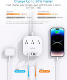 Travel Power Strip 3 Outlets 4 USB Ports 2 USB C 6FT Flat Plug Extension Cord Cruise Essentials