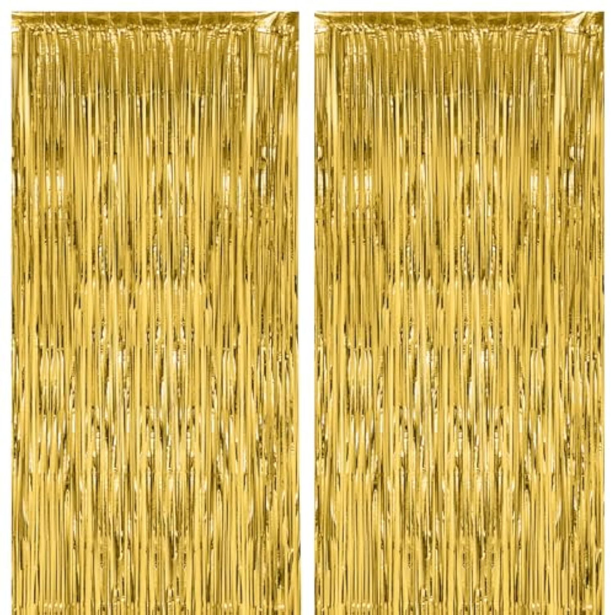 2 Pack Gold Foil Fringe Backdrop Curtains, Tinsel Streamers Birthday Party Decorations, Fringe Backdrop For Graduation, Baby Shower, Gender Reveal, Disco Party