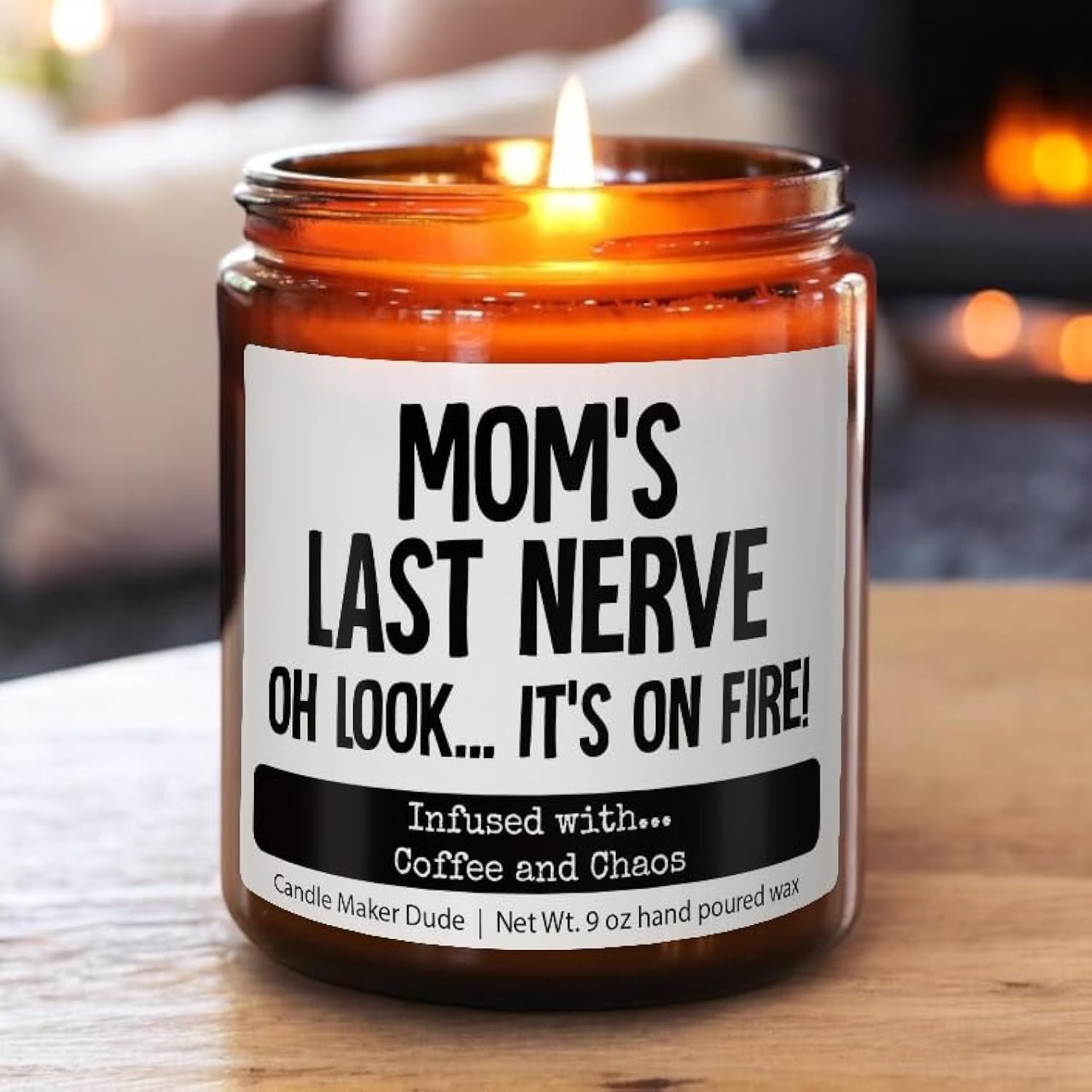 Funny Mother’S Day Candle Gift – “Mom’S Last Nerve, Oh Look It’S On Fire” – Coffee Shop Scent – 9 Oz 100% Soy Wax Candle – Hand Poured In Usa By Veteran-Owned Family Business (Coffee And Chaos)