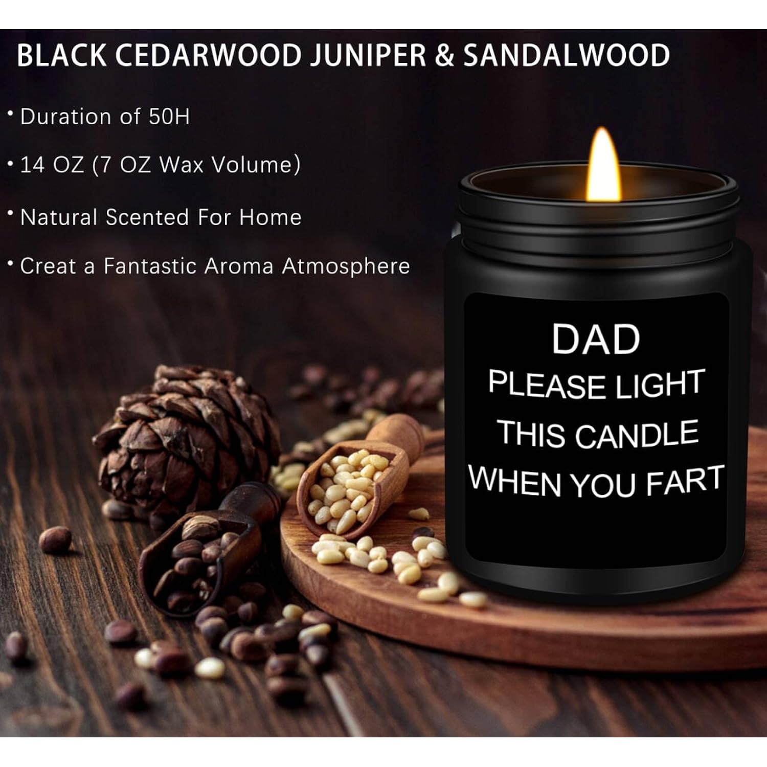 Gifts For Dad, Fathers Day Christmas Birthday Dad Gifts From Daughter Son - Sandalwood Scented Candle (7Oz)