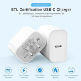 2 Pack 20W USB C Fast Charger with 6FT MFi Certified Lightning Cable for iPhone