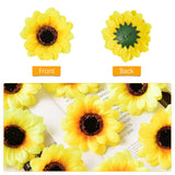 50Pcs Artificial Silk Yellow Sunflower Heads, 2.8" Fabric Floral Supplies For Wedding Engagement Home Party Decor Hair Clip Wreath Decorative Diy Craft