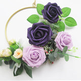 Artificial Rose Flower 25Pcs Purple & Lilac Roses With Stems For Diy Wedding Bouquets Bridal Shower Centerpieces Floral Arrangements Party Tables Home Decorations Backdrop Garden/Pot Christmas Decor