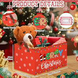3 Pack Christmas Storage Bin Collapsible Large Christmas Storage Baskets For Gifts Empty Canvas Laundry Basket Foldable Box With Handle For Office Home Bedroom Clothes Shelf Candy Holiday Decor
