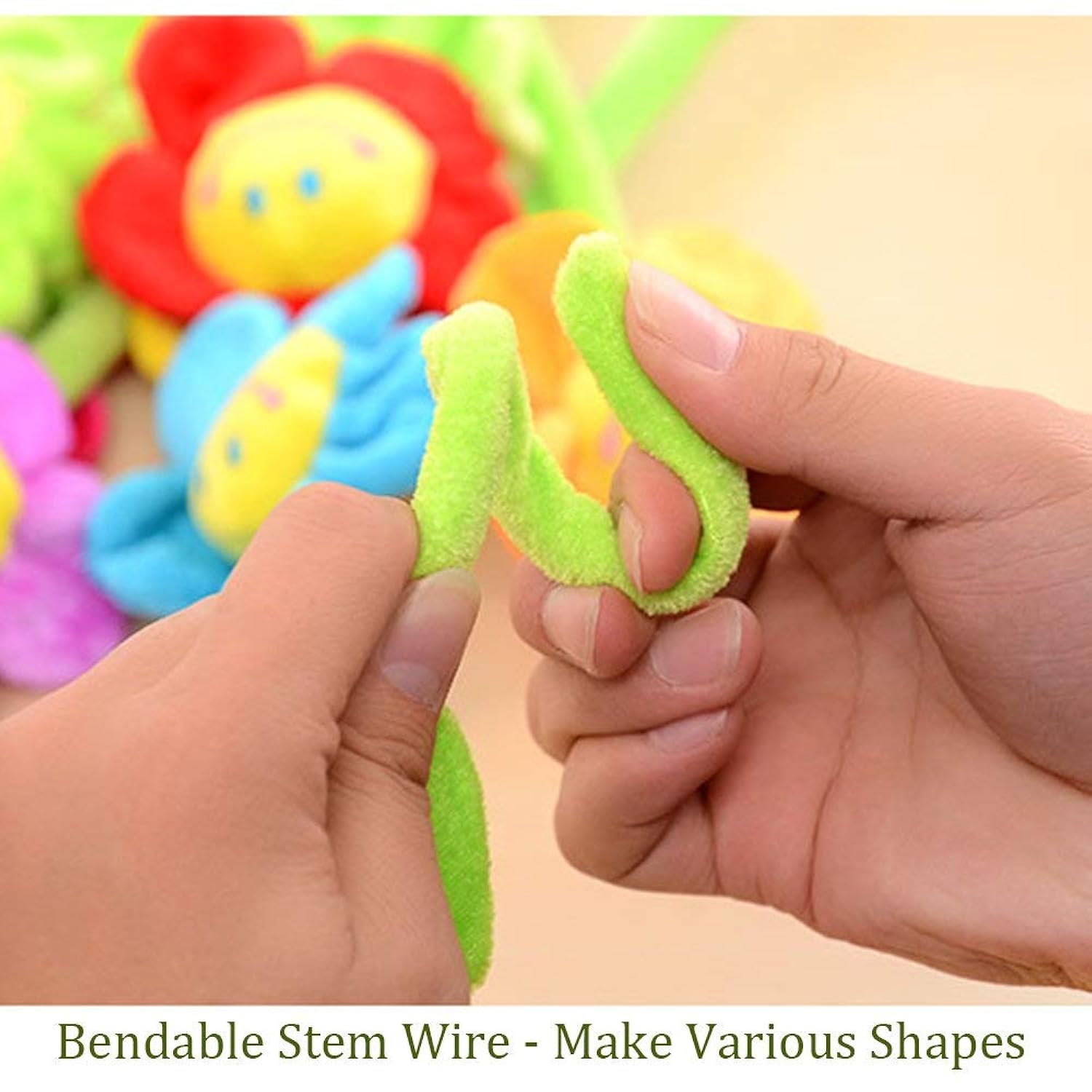 8Pcs Artificial Plush Flower Bendable Curtain Buckle Tiebacks Birthday Wedding Party Durable Plush Daisy Flower Bouquet With Happy Smiley Face Gift For Kids Baby Girl Toddlers