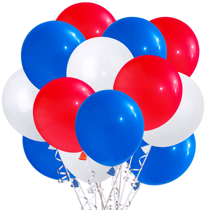 100 Pcs 12 Inch Red White And Blue Balloons Patriotic Decoration Latex