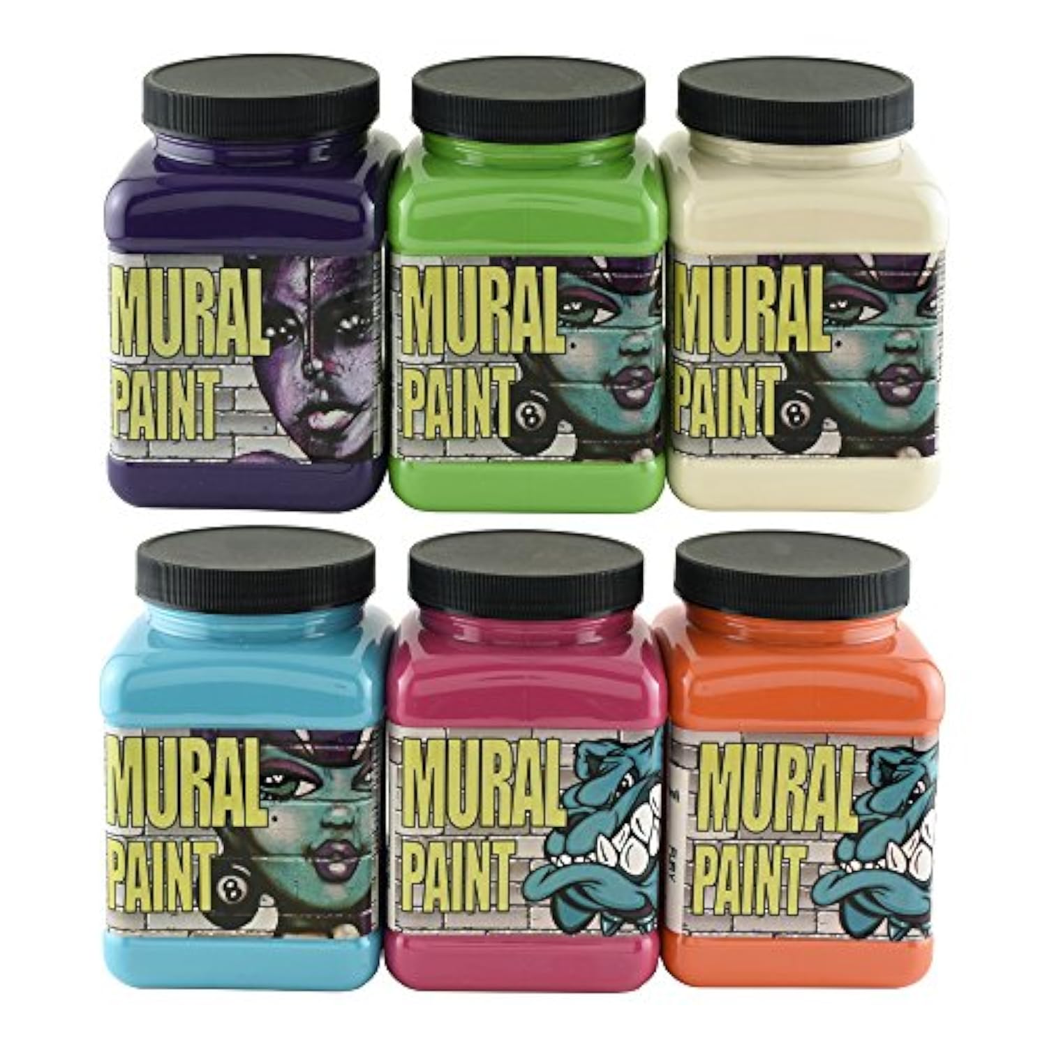 Chroma Mural Paint, Assorted Bright Colors, Pints, Set of 6
