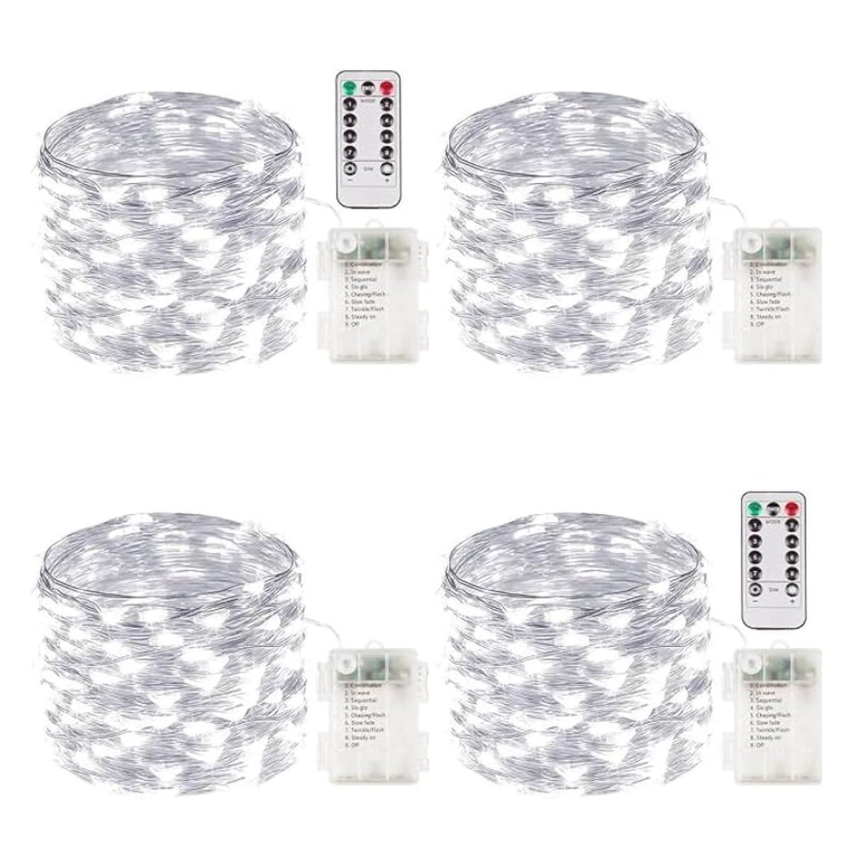 4 Pack Fairy Lights Battery Operated With Remote, 33Ft 100Led Waterproof Twinkle String Lights With Timer & 8 Modes,For
