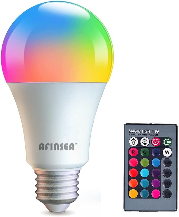 RGB Color Changing LED Light Bulbs 9W A19 E26 E27 Dimmable 16 Colors with Memory Function