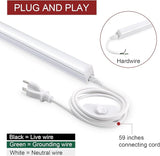 8 Pack 2FT LED Shop Light Fixtures 10W 1100LM 6500K Linkable T5 Tube Strip Lights with Switch