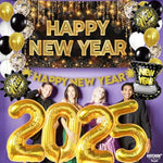 , New Year Eve Party Supplies 2024 Set - Big, Pack 41, Black And Gold 2024 Balloon Arch Kit | Happy New Year Banner, Happy New Year Decorations 2024 | New Years Balloons, Nye Decorations 2024