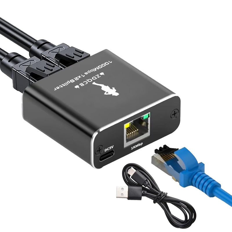 Ethernet Splitter, Rj45 Splitter Adapter Lan Network Internet Splitter 1 To 2,
