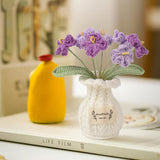 Crochet Flower Pot Forget-Me-Not Handmade Knitted Potted Flower For Home Decor, Gifts