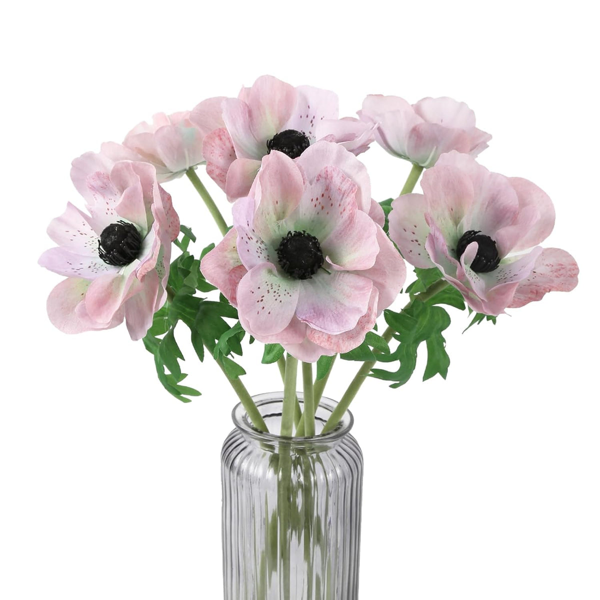 6Pcs Poppy Flowers Artificial, 18 In Poppy Silk Flowers For Diy Bouquet Realistic Faux Anemone Flowers Bulk For Vase Filling Wedding Arrangement Bridal Shower Decorations (Spot Purple)
