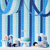 12Pcs Four Leaf Clover Paper Garland 120Ft Navy Blue Ocean Party Streamers Tissue Flower Reusable Hanging Banner For Wedding Baby Shower Home Party Backdrop Graduation Decoration