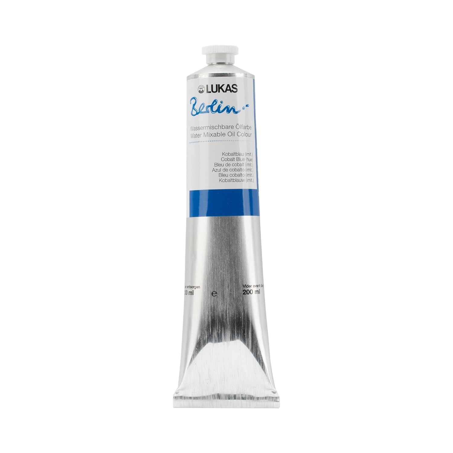 Lukas Water mixable Premium Oil Paint. 200 ml Cobalt Blue (Image).