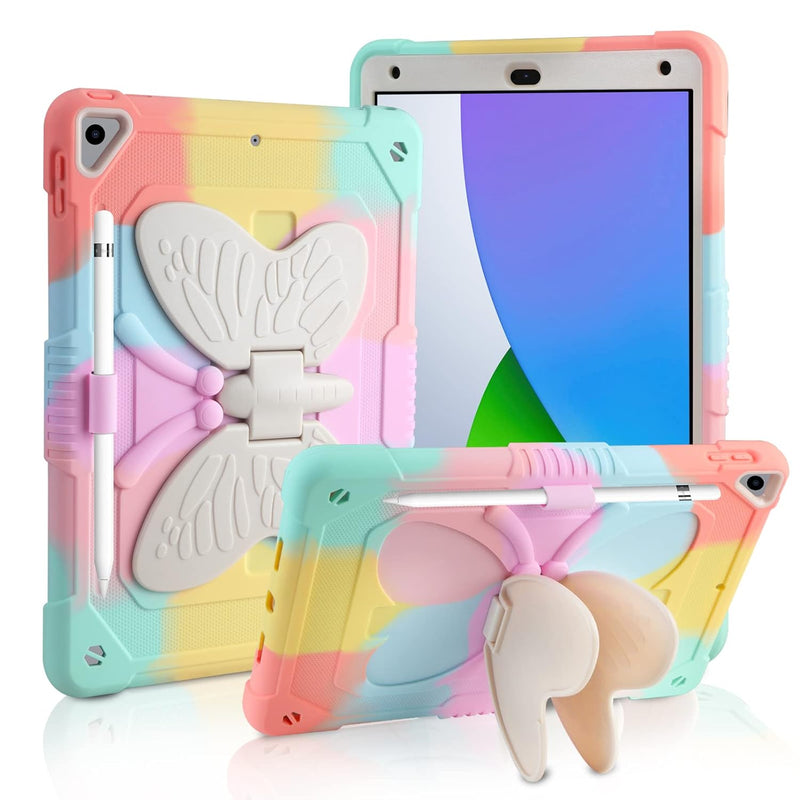 For Ipad 9Th 8Th 7Th Generation Case With Kickstand Butterfly Wings Pencil Hol