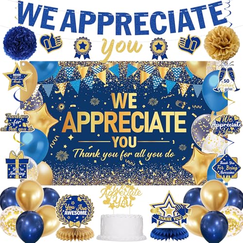 Blue Gold We Appreciate You Decorations Set for Men Women