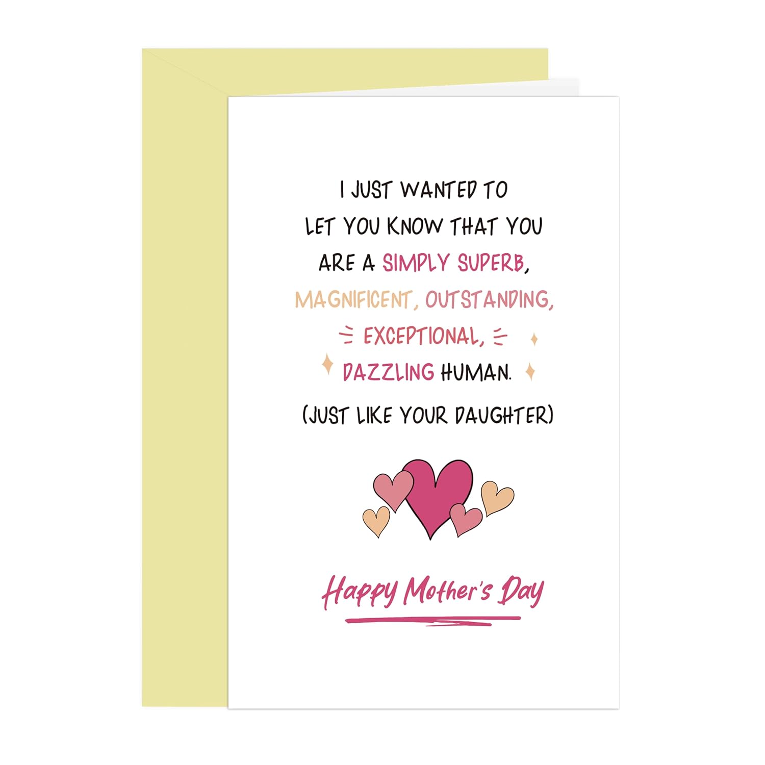 Hilarious Mother'S Day Card From Daughter, Humor Thank You Mom Greeting Card, You Are A Dazzling Human Just Like Your Daughter, 8X5.6 Inches