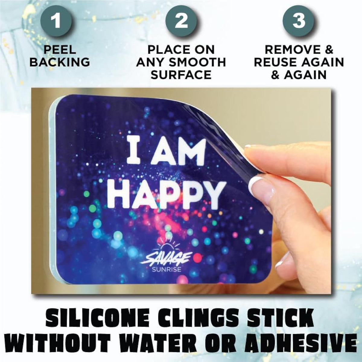 Shower Affirmation Cards, Positive Mirror Clings, Waterproof Silicone, Stick Without Water Or Adhesive, Removable & Reusable, Gift For Women
