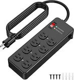 Magnetic Heavy Duty Power Strip 12 Gauge 6 Ft Extension Cord Black