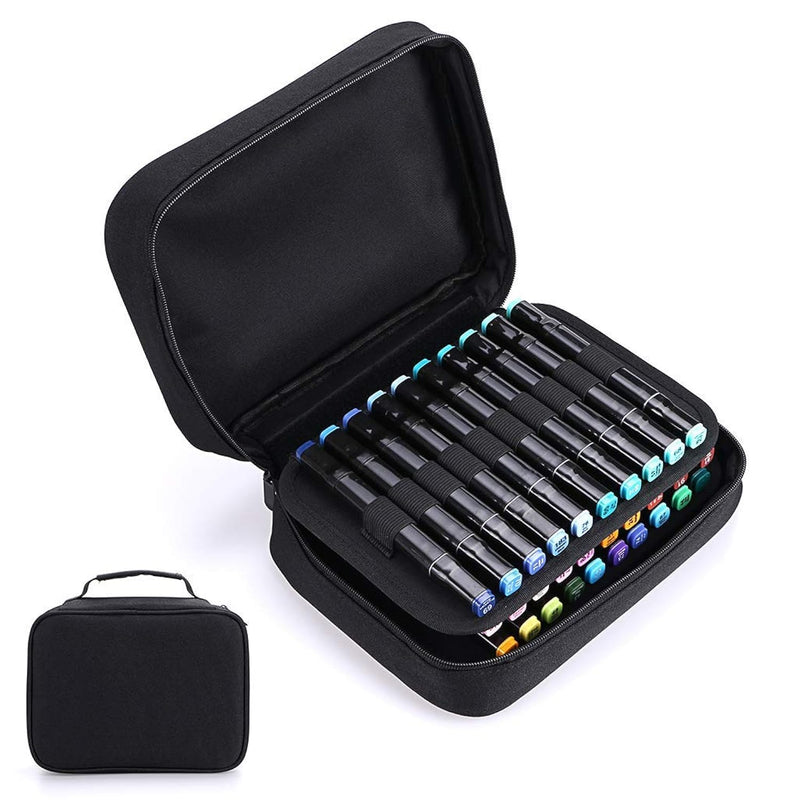 Double-Ended Art Marker Carrying Case Organizer For Lipsticks-40 Slots Canvas