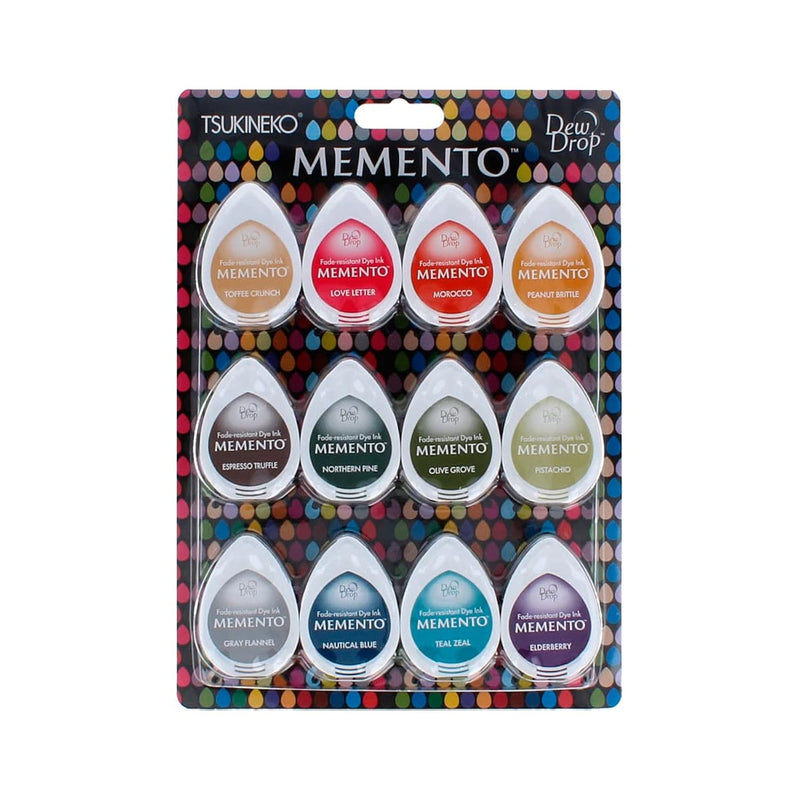 Md012300 Memento Dew Drops Fade Resistant 12-Piece Dye Inkpads Assortment, Sno