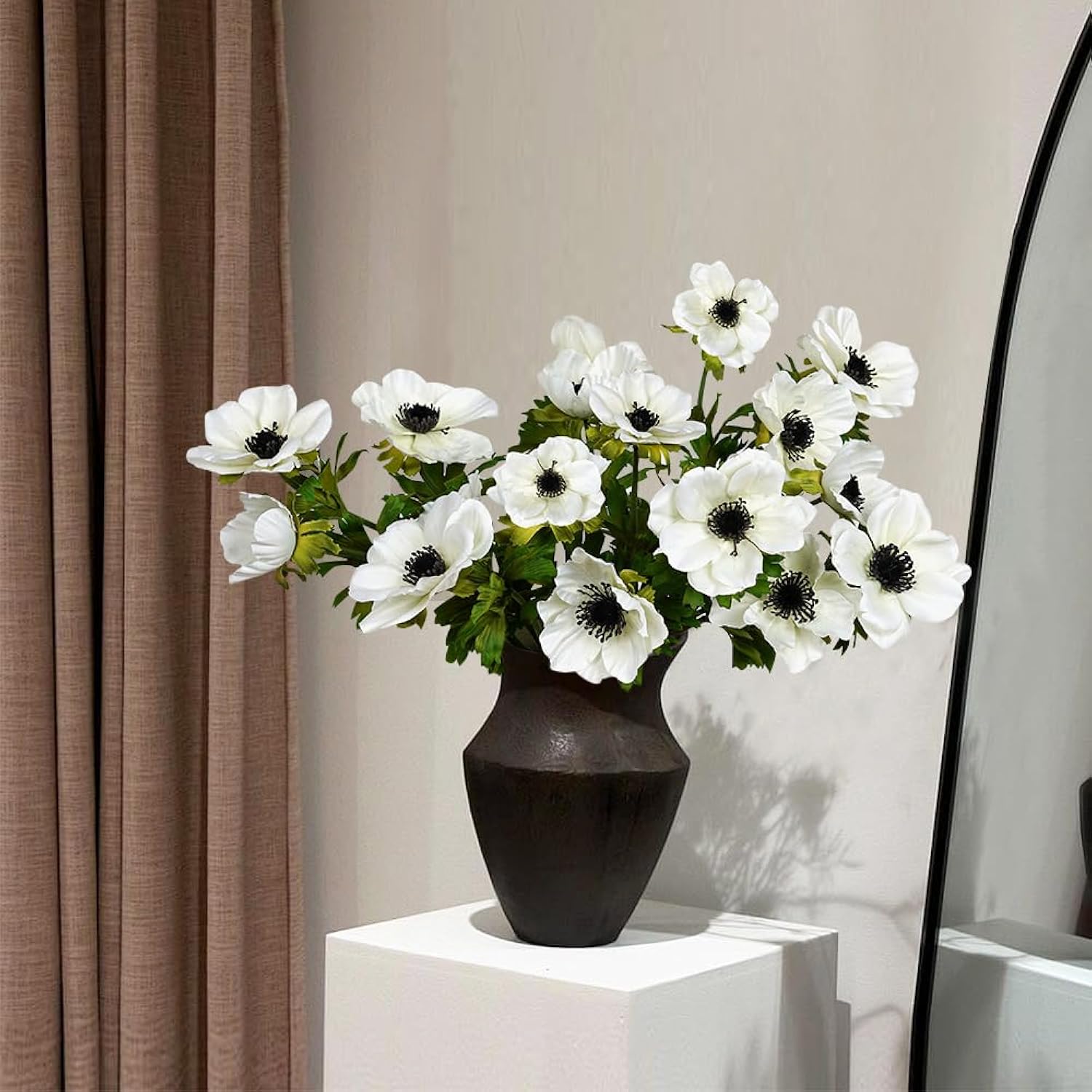Artificial Flowers,Silk Flowers 4Pcs 23Inch White Faux Flowers For Vase,Fake Flower For Wedding Kitchen Garden Party Shop Office Home Décor