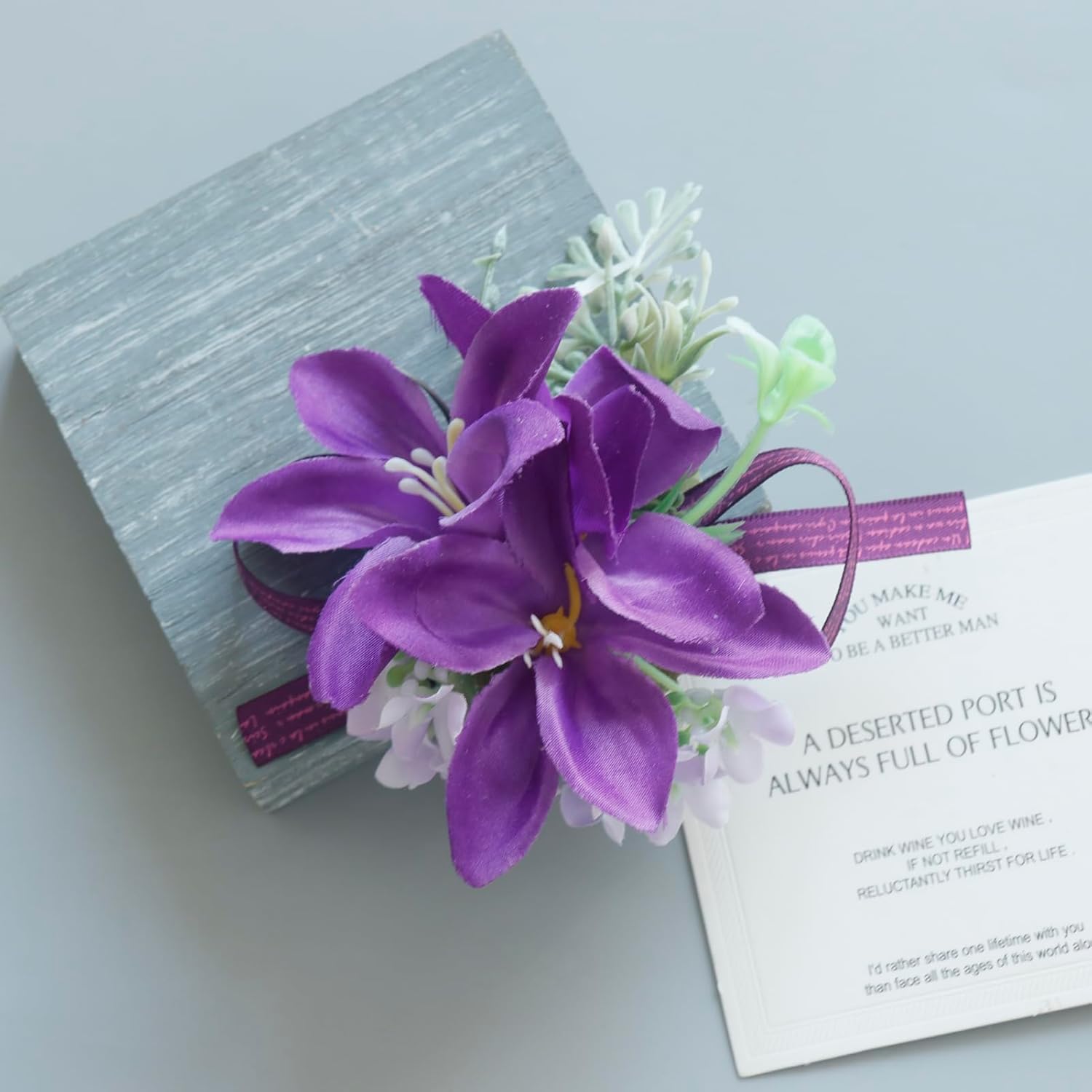 Artificial Corsage Boutonniere Set For Groom Bride Groomsmen Bridesmaids, Simulated Flowers Accessories Wedding Party Prom Suit Decorations-2 Pieces Of Dark Purple