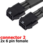 Dual 6 Pin Female To 8 Pin Male Gpu Power Adapter Cable Braided Sleeved 9 Inches