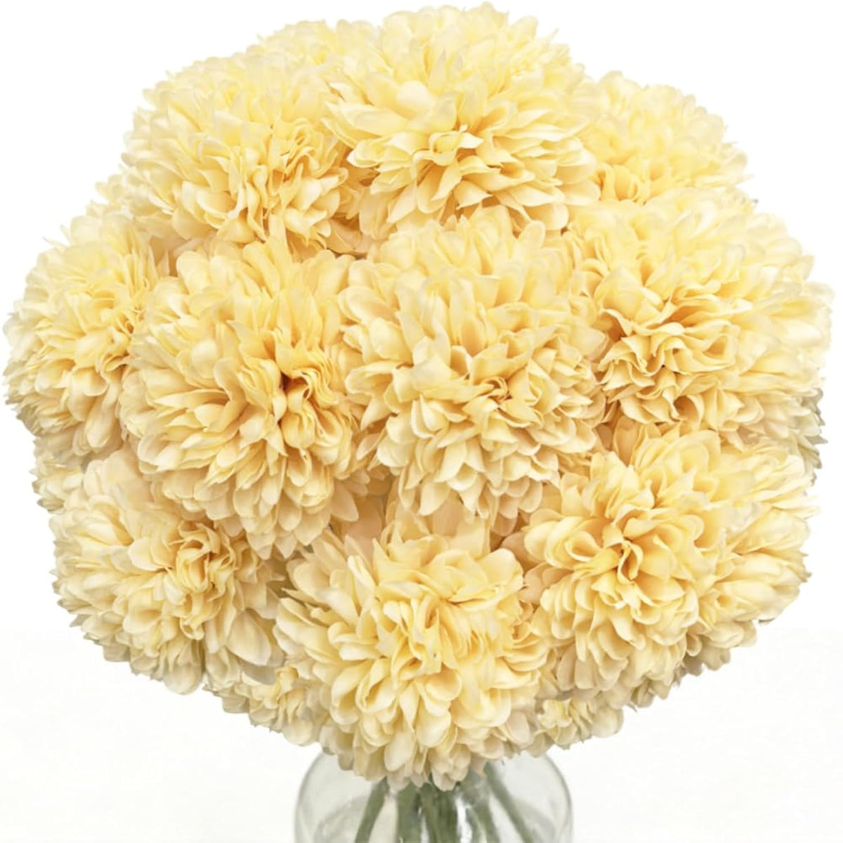 Artificial Chrysanthemum Ball Flowers Hydrangea Arrangement Bouquet Presents Decor 10Pcs Without Vase (Yellow)